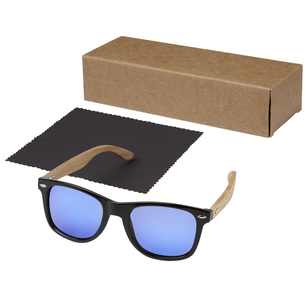 Hiru verspiegelte polarisierte Sonnenbrille aus rPET/Holz in Geschenkbox