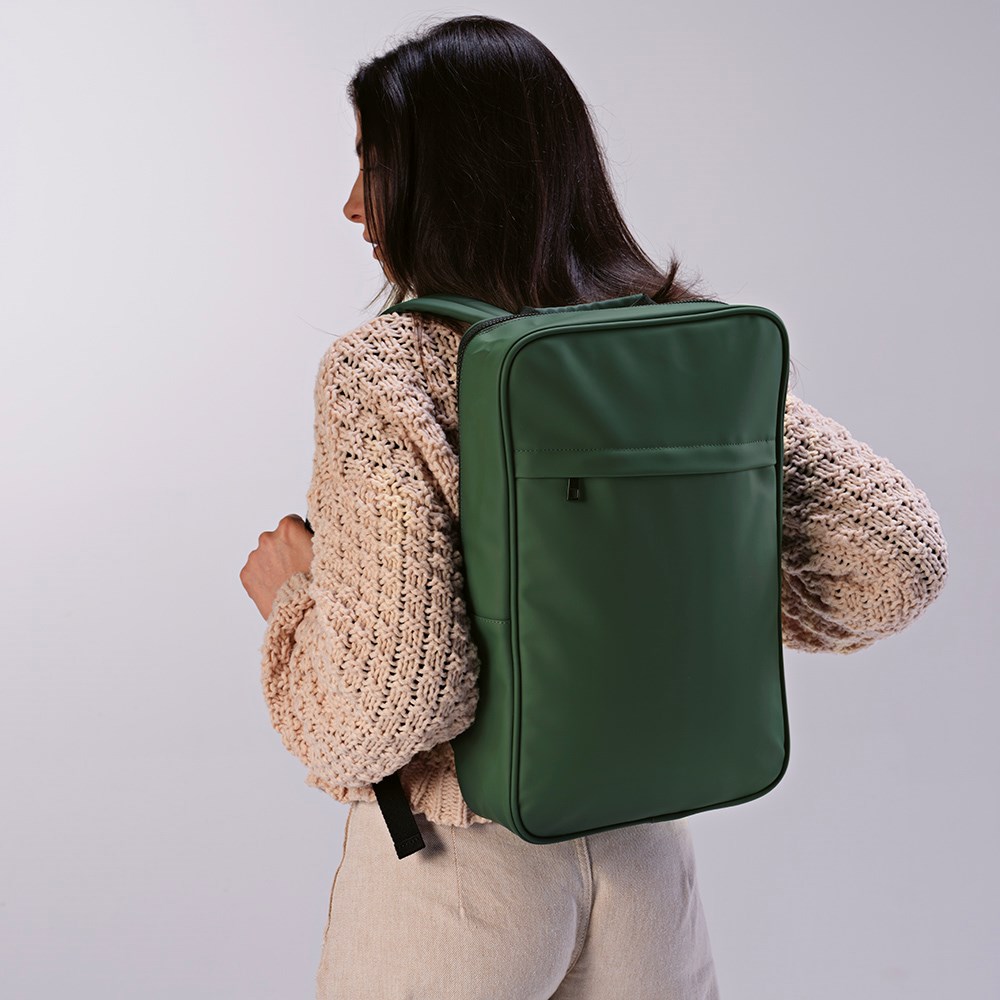 Amsterdam Laptop Rucksack 16L recy. PU  - Grün