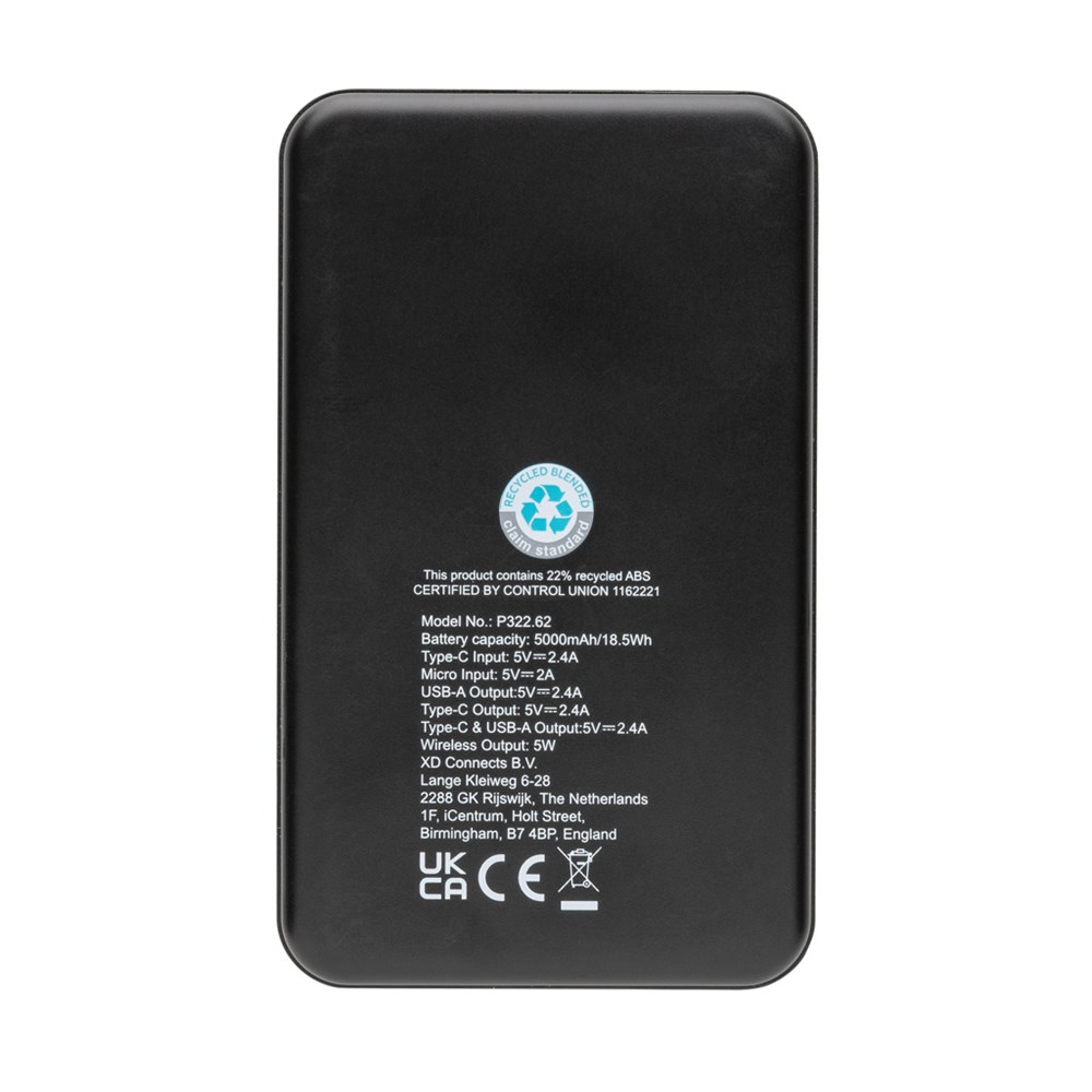 5.000mAh 5W Wireless Powerbank aus RCS recyceltem Kunststoff